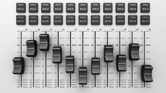 无缝循环演播室混音控制台面板与调节器和调节旋钮数字均衡器音量控制混音器