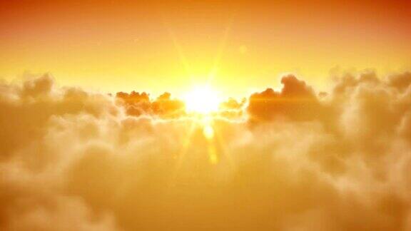 天堂的门打开美丽的太阳和云彩是可循环的
