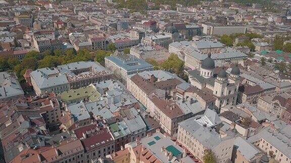 空中城市利沃夫乌克兰欧洲城市城市的热门地区