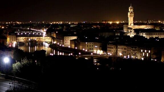 佛罗伦萨城市夜景延时摄影