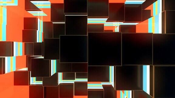 抽象的彩色立方体移动可循环的3d动画背景