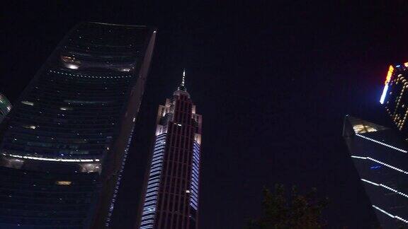 夜景时间广州市区著名的摩天大楼全景4k