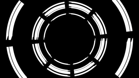 白色的圆圈在黑色的背景循环