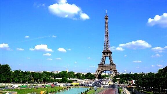 4k时光流逝:法国巴黎的埃菲尔铁塔