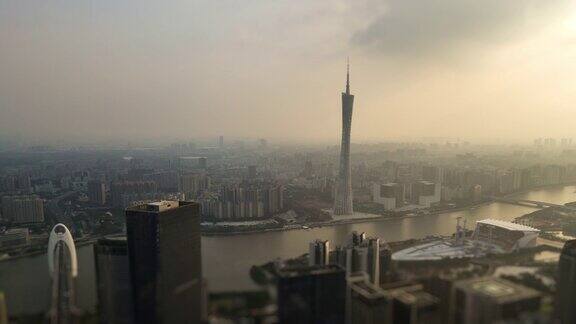 广州市中心塔顶视点空中全景