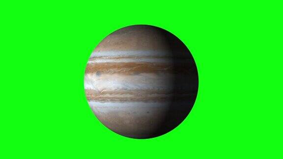 美丽的木星动画木星旋转在阿尔法频道的屏幕上银河系的巨大行星木星