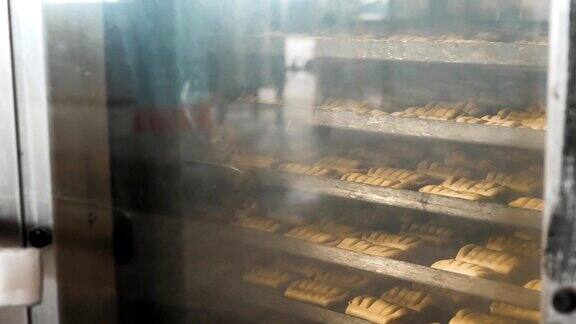 工厂里有饼干的烤箱柜糖果制造
