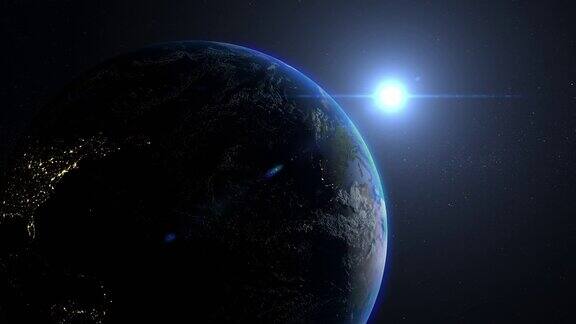 地球行星旋转与夜晚的城市灯光这段视频的元素是由美国宇航局提供的