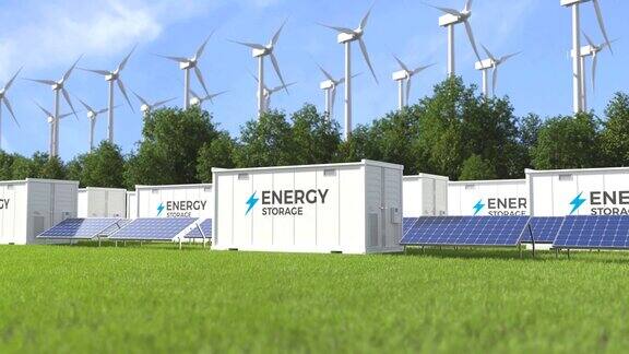 能源储存系统与风力涡轮机和太阳能农场太阳能电池板绿色替代能源