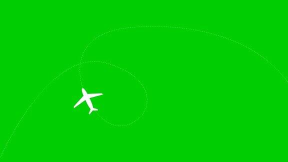 飞机沿轨道飞行飞机旅行孤立的飞机在绿色背景