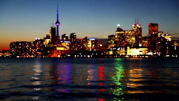 多伦多金融区城市夜景照明