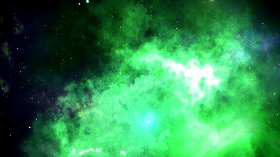 飞入外太空一个色彩斑斓、动态的星云三维动画