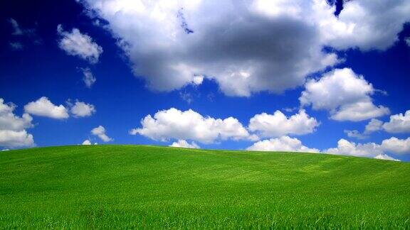 绿色的山丘和蓝色的天空高清