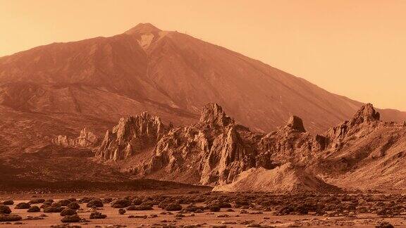 火星环境与沙漠气候山上覆盖着红色的尘土