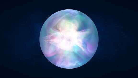 球体行星彩虹能量透明玻璃能量抽象背景视频4k60帧秒