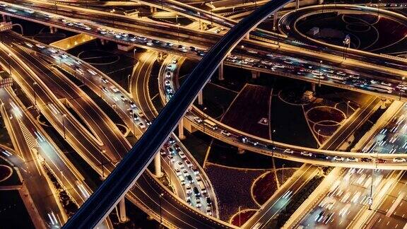 迪拜阿联酋立交桥夜晚延时摄影