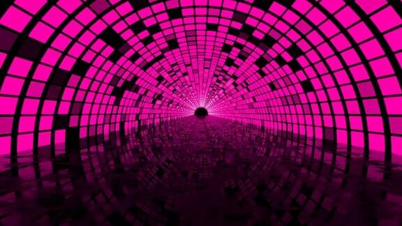 数字VJ霓虹粉色环形背景走廊