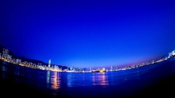 美丽的香港日落城市景观
