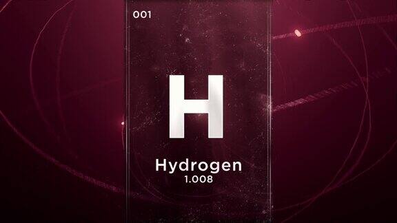 氢(H)符号化学元素周期表三维动画上的原子设计背景