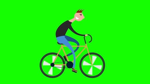 卡通人骑自行车公路户外健身自行车