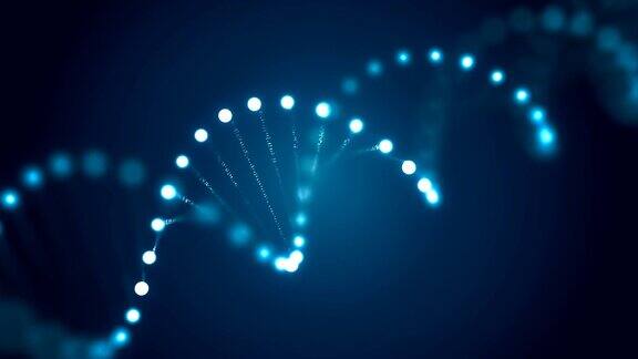旋转DNA发光分子的3D渲染动画遗传学