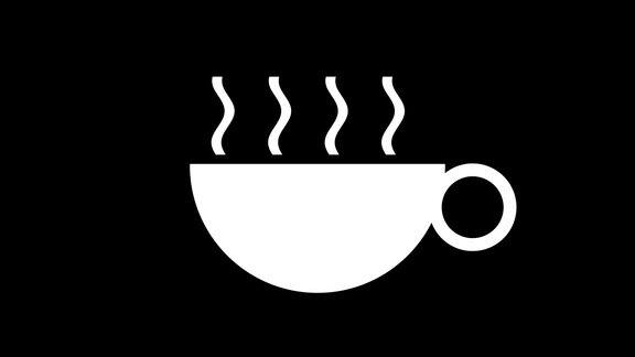 热气腾腾的茶喝咖啡动画循环背景黑色