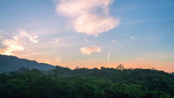 热带森林夕阳延时