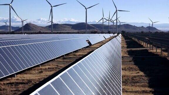 太阳能农场和风力涡轮机绿色能源