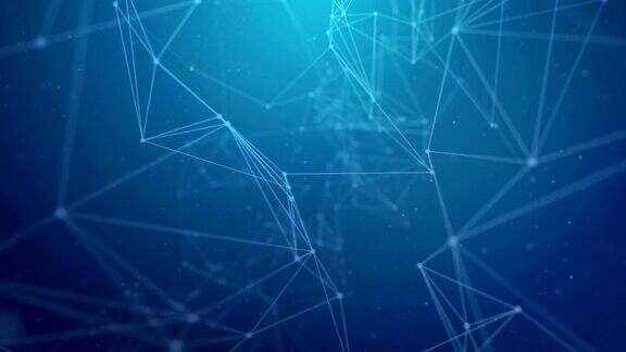 蓝丛清洁专业业务展示网络抽象多边形空间低多边形暗连接点和线连接结构科学未来三角形背景