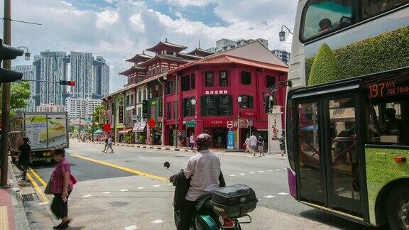 4K延时的华埠区装饰在新加坡的古建筑风格