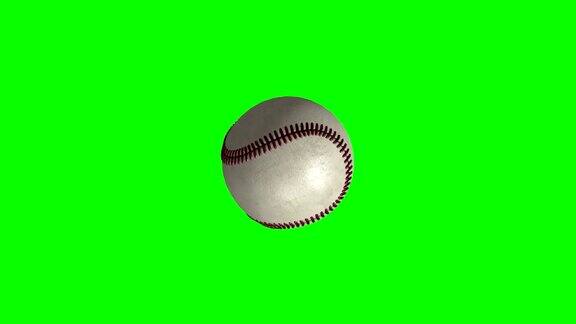 在绿色屏幕上旋转的棒球