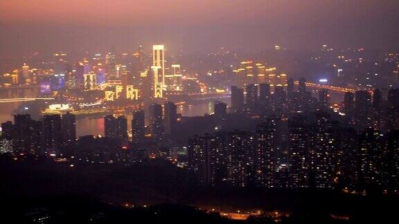 重庆城市全景夜景实时拍摄