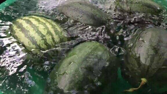 西瓜漂浮在水里