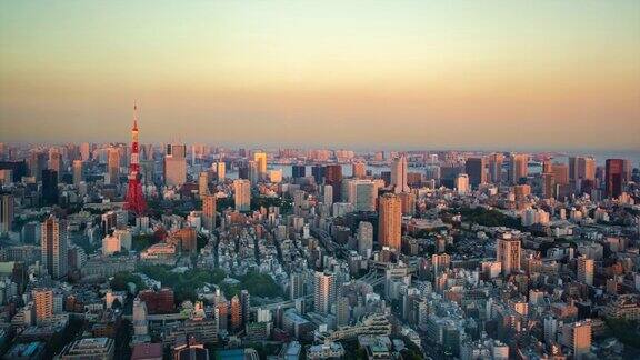 时间流逝最美丽的视角东京塔日落天空在东京城市日本