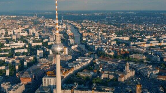 柏林的城市景观和电视塔航拍