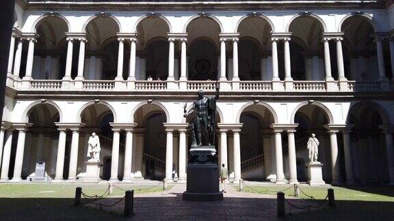 欧洲意大利米兰2021年5月由于Covid-19冠状病毒疫情布雷拉大学在关闭后开放人们和游客来参观这座城市的艺术和观光