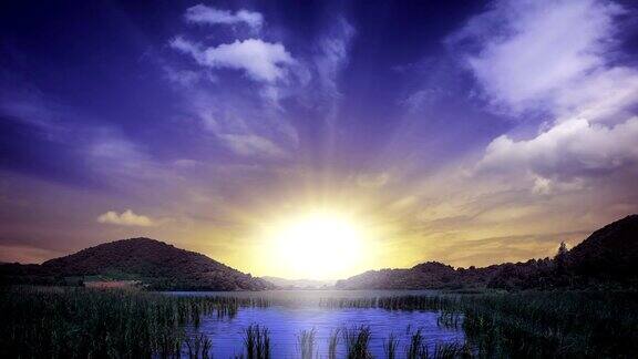 湖面上的日出