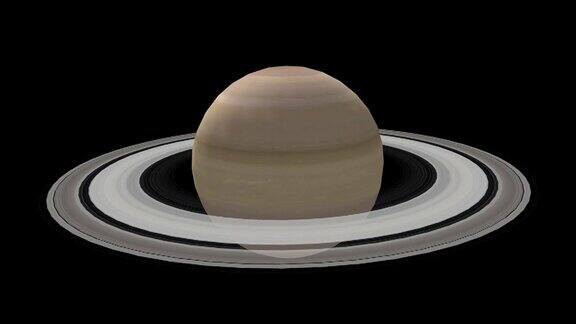 土星行星在外层空间以自己的轨道旋转接近土星行星及其突出的环系统