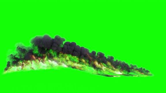 绿色背景上的火焰喷射器火焰喷射器动画火焰和烟雾的投射