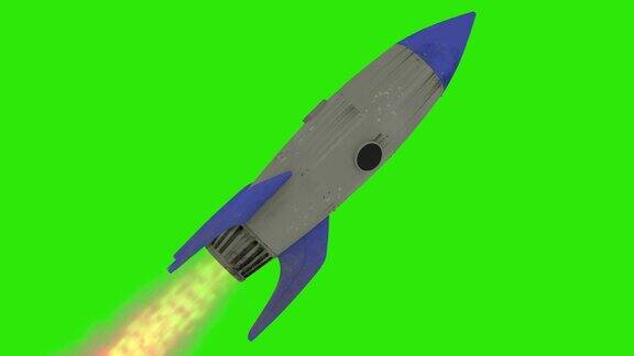 火箭飞船在太空飞行动画绿屏背景