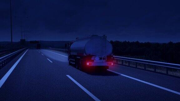 夜间油罐车运输-4K分辨率