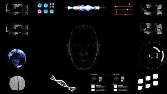 未来概念和用户界面HUD与人类DNA分析