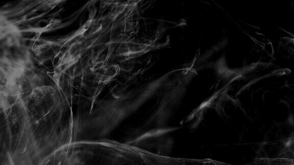 黑色背景上的烟雾黑色和白色的抽象