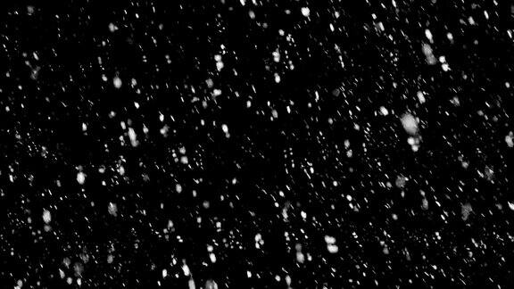 雪花在夜晚飘落冬天的雪落着的雪孤立在黑色的背景上大的小的雪花