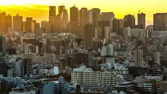 延时:新宿东京城市景观鸟瞰图