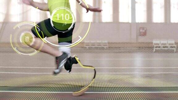 残奥会运动员用动画物理指标投影跑步