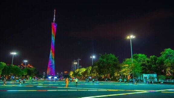 广州夜间的广州塔