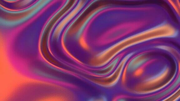 多色波浪形彩虹几何运动面生动的抽象背景全息波运动图形设计3d渲染数字无缝循环动画4K超高清分辨率