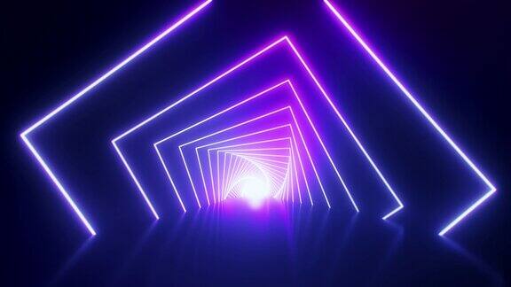 抽象氖无缝环紫外线背景与明亮的发光隧道