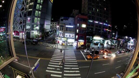 韩国首尔夜间交通的时间间隔